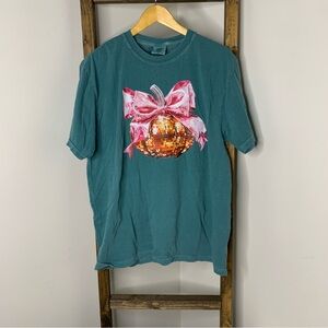 Comfort Colors Fall Pumpkin Teal T-Shirt Size L